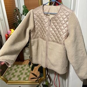 Quilted Beige Patagonia Fleece Hybrid Jacket